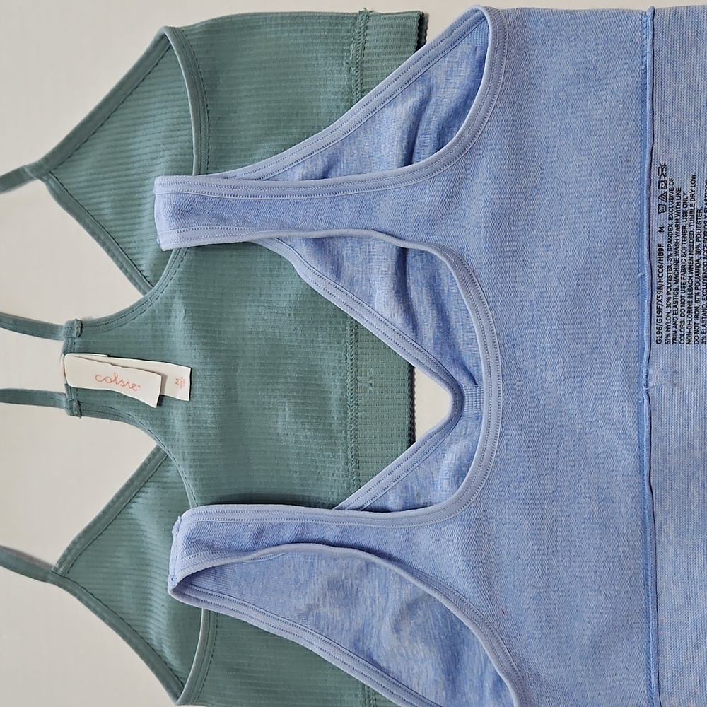 Colsie Ribbed Green and Soft Blue Bralettes Youth Size M - Picture 4 of 7